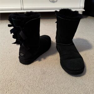 UGG Black Winter Boots with Decorative Bows